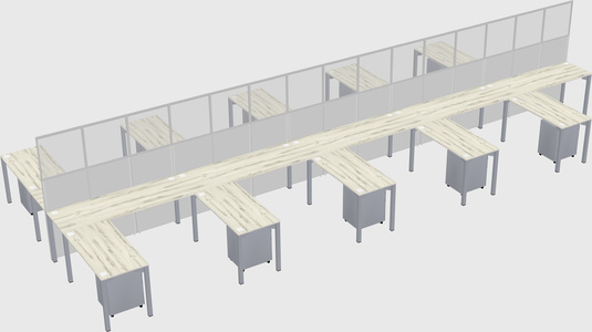 Shared l-shape cubicle