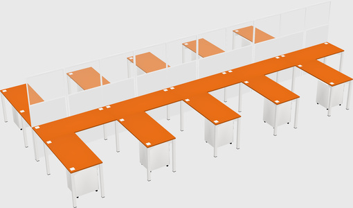 Shared l-shape cubicle