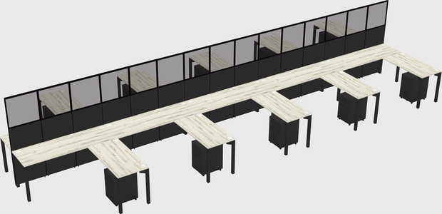 Shared l-shape cubicle