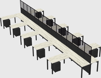 Shared l-shape cubicle