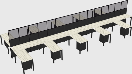 Shared l-shape cubicle