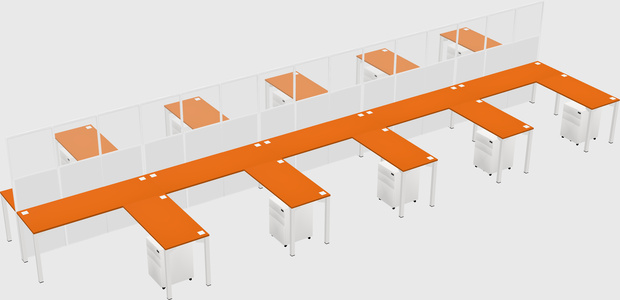 Shared l-shape cubicle
