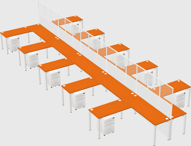 Shared l-shape cubicle
