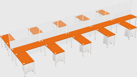 Shared l-shape cubicle