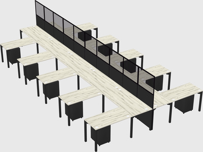 Shared l-shape cubicle