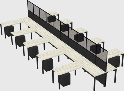 Shared l-shape cubicle