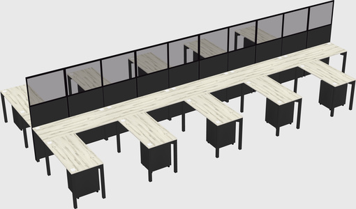 Shared l-shape cubicle