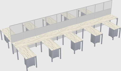 Shared l-shape cubicle
