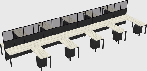 Shared l-shape cubicle