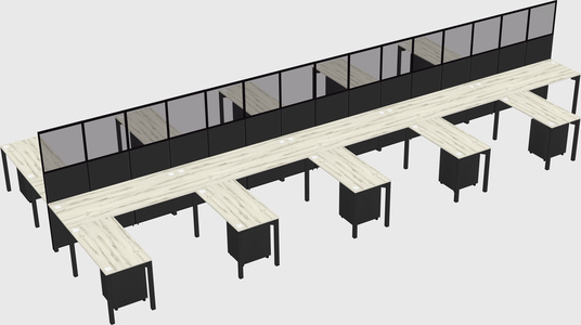 Shared l-shape cubicle