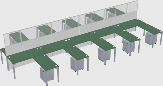 Shared l-shape cubicle