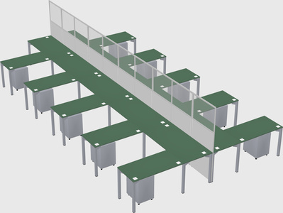 Shared l-shape cubicle