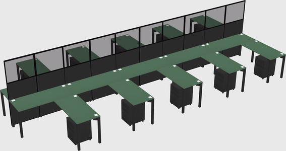 Shared l-shape cubicle