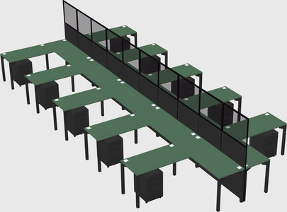 Shared l-shape cubicle