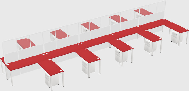 Shared l-shape cubicle