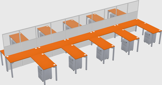 Shared l-shape cubicle