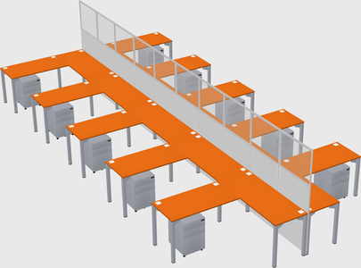 Shared l-shape cubicle
