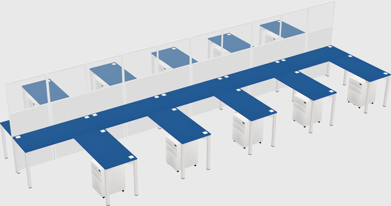 Shared l-shape cubicle
