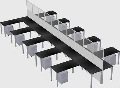 Shared l-shape cubicle