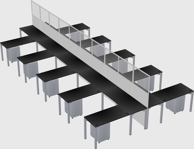 Shared l-shape cubicle