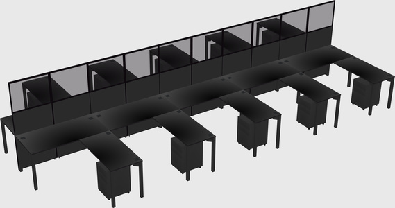 Shared l-shape cubicle
