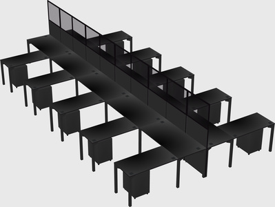 Shared l-shape cubicle