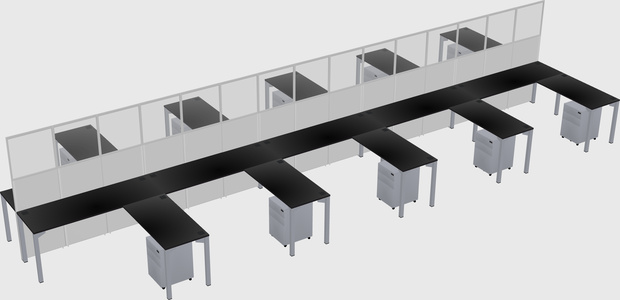 Shared l-shape cubicle