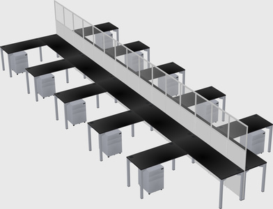 Shared l-shape cubicle