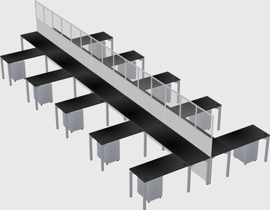 Shared l-shape cubicle