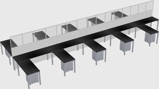 Shared l-shape cubicle