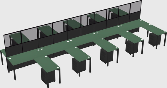 Shared l-shape cubicle