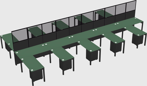 Shared l-shape cubicle