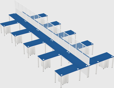 Shared l-shape cubicle