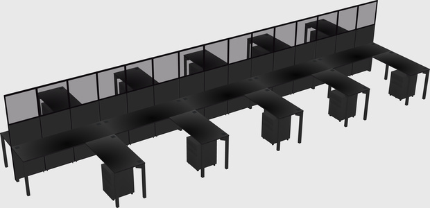 Shared l-shape cubicle