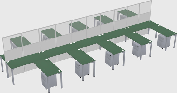 Shared l-shape cubicle