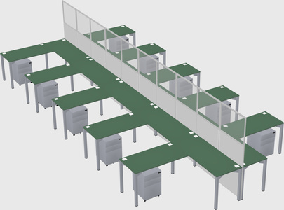 Shared l-shape cubicle