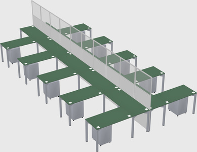 Shared l-shape cubicle
