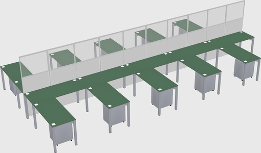 Shared l-shape cubicle