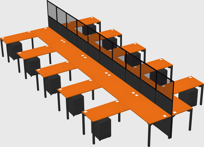 Shared l-shape cubicle