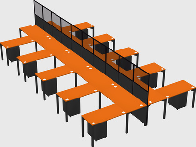 Shared l-shape cubicle