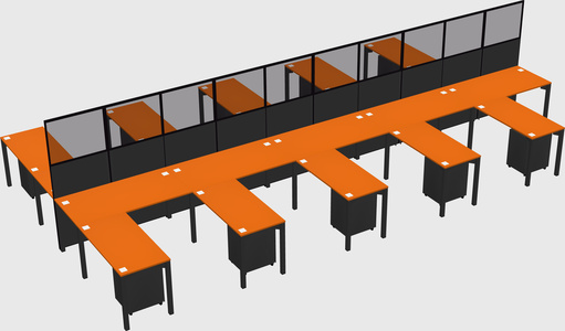 Shared l-shape cubicle