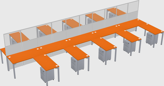 Shared l-shape cubicle