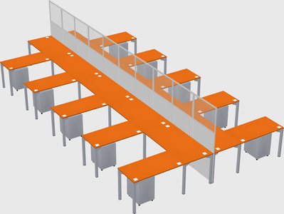 Shared l-shape cubicle