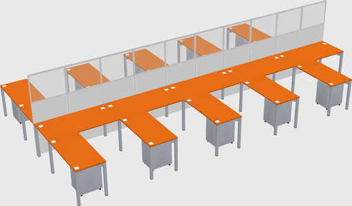 Shared l-shape cubicle