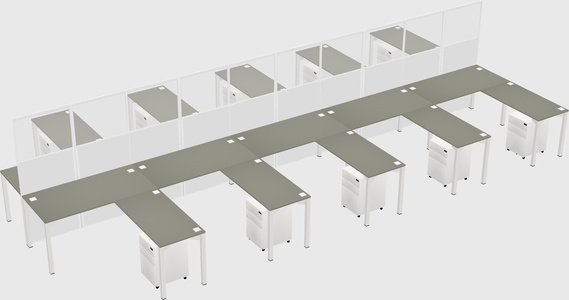 Shared l-shape cubicle