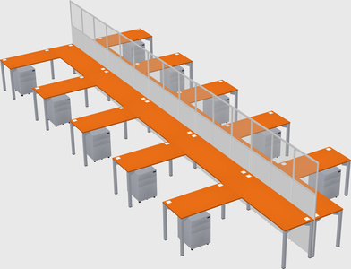 Shared l-shape cubicle