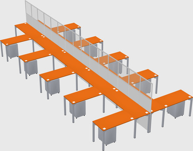 Shared l-shape cubicle