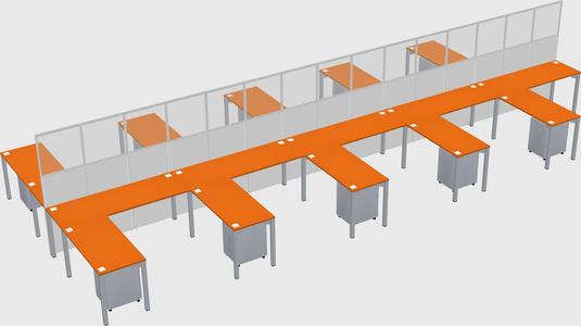 Shared l-shape cubicle
