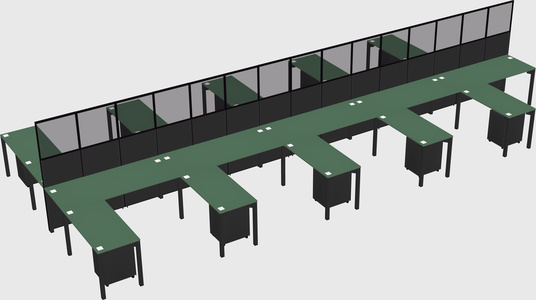Shared l-shape cubicle