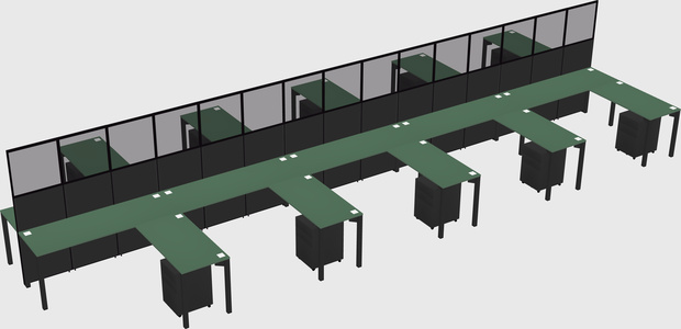 Shared l-shape cubicle